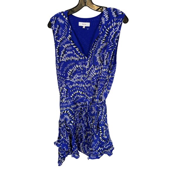 Reiss Elsie Geo Print Dress Blue Coastal Grandma Casual Sz 10 Event Nautical - Picture 3 of 8
